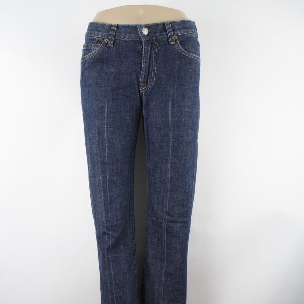 7 For All Mankind Jeans Bootcut (27 X 32) Women's Denim Jeans Dark Wash Hemmed